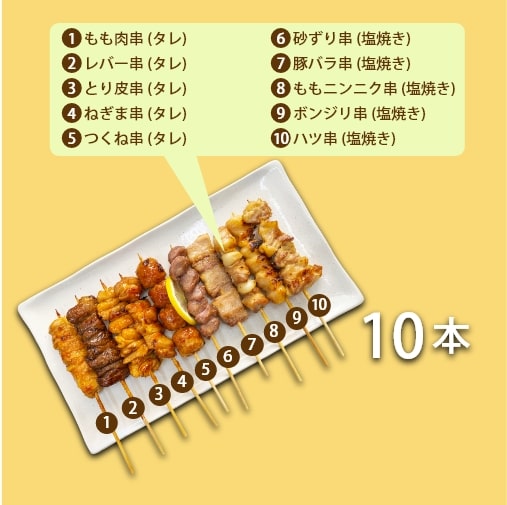 鹿児島鶏刺し専門店 あきらの店 焼鳥ミックス10本パック タレ焼き 塩焼き